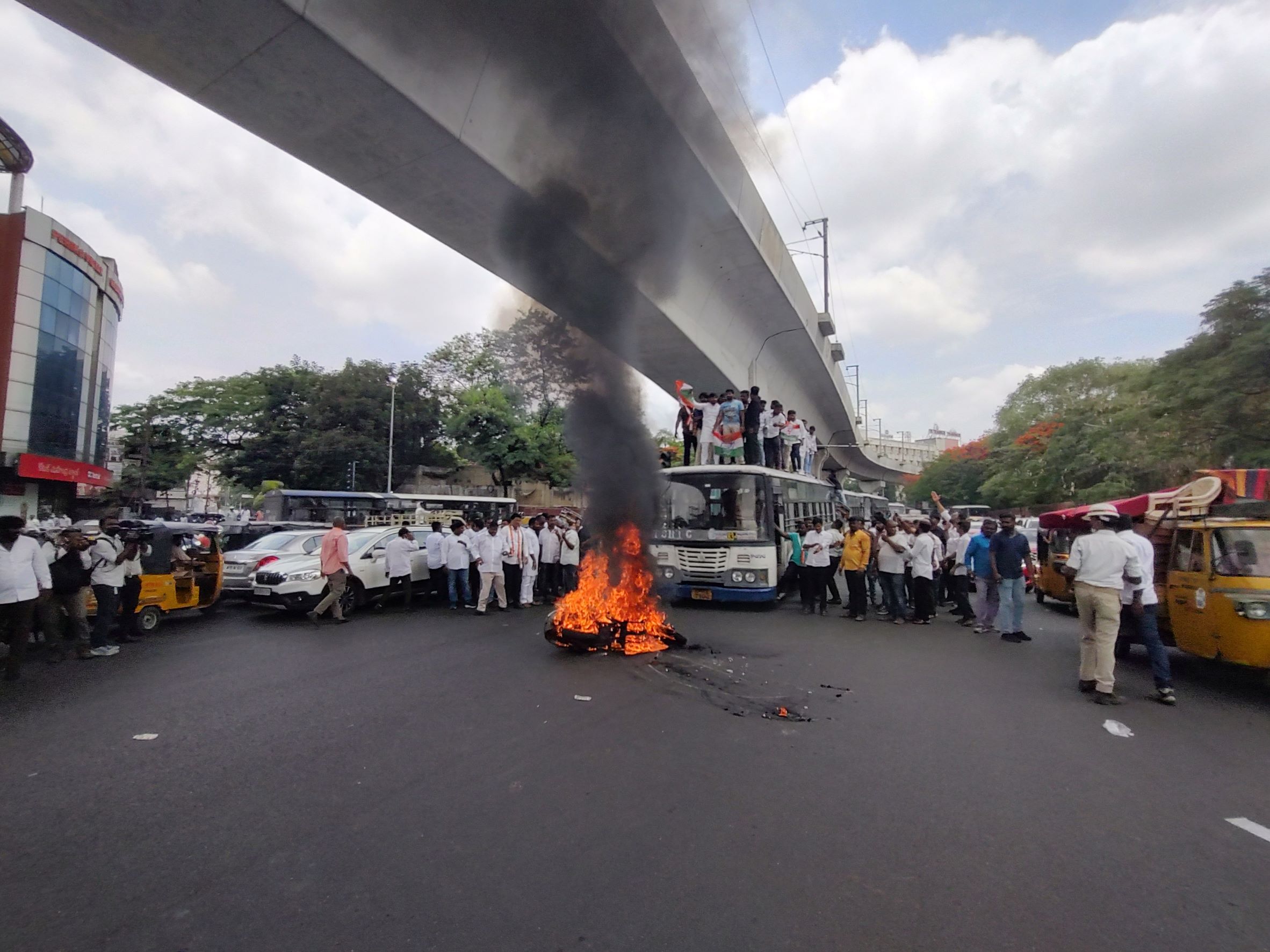 Telangana Congress protests in Hyderabad