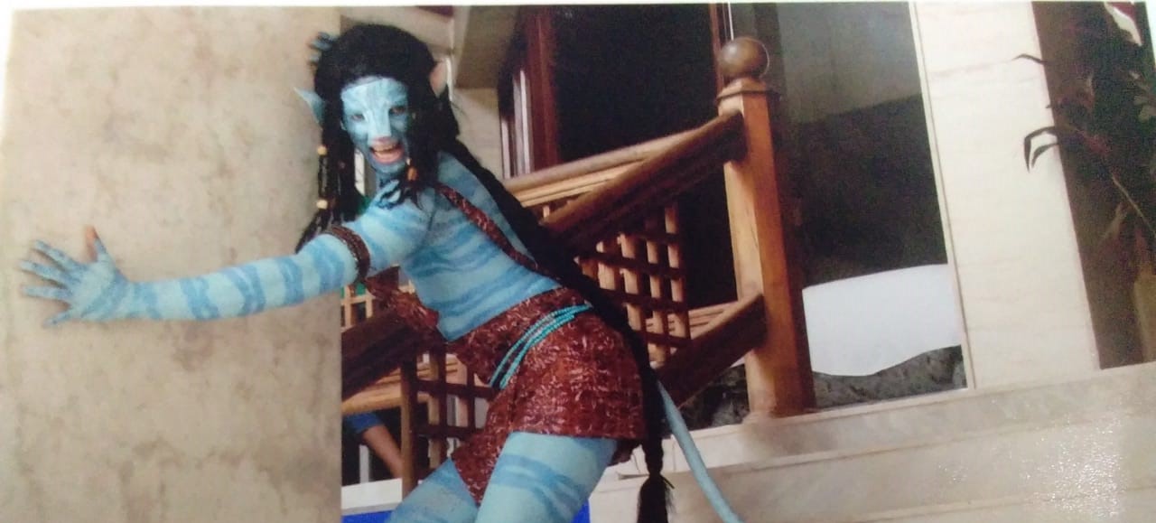 Ravi dressed as a character from Avatar