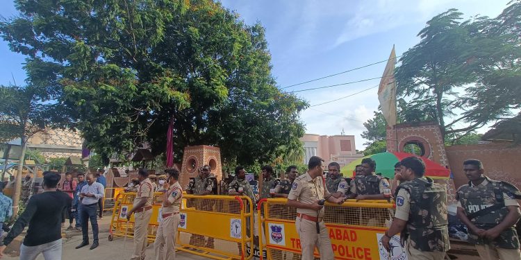 The Cyberabad Special Operations Teams, Telangana State Special Police, Madhapur zone police along with Armed Reserve platoons have been deployed at the venue for security. (Sumit Jha)
