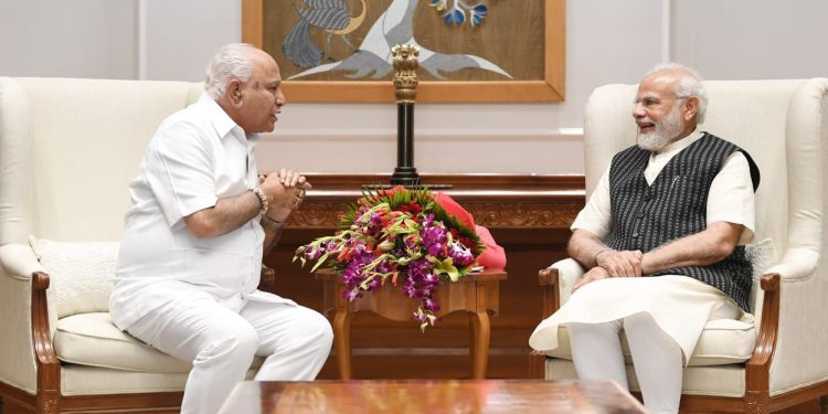BS Yediyurappa meets Prime Minister Narendra Modi at New Delhi after his elevation to BJP Parliamentary Board. 26 August 2022. (Supplied)