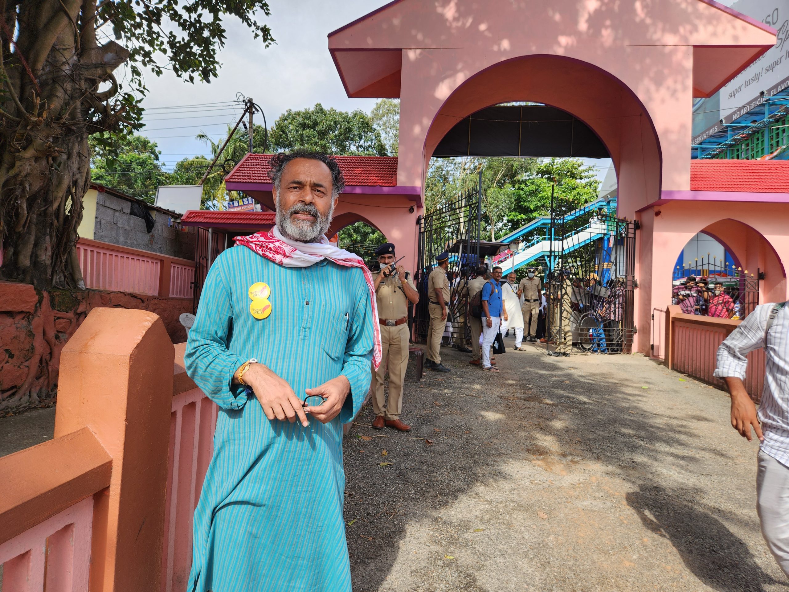 Yogendra Yadav at Bharat Jodo Yatra, Trivandrum, 12 September. South First/Anusha Ravi Sood.