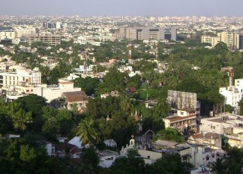 An aerial view of Chennai city.