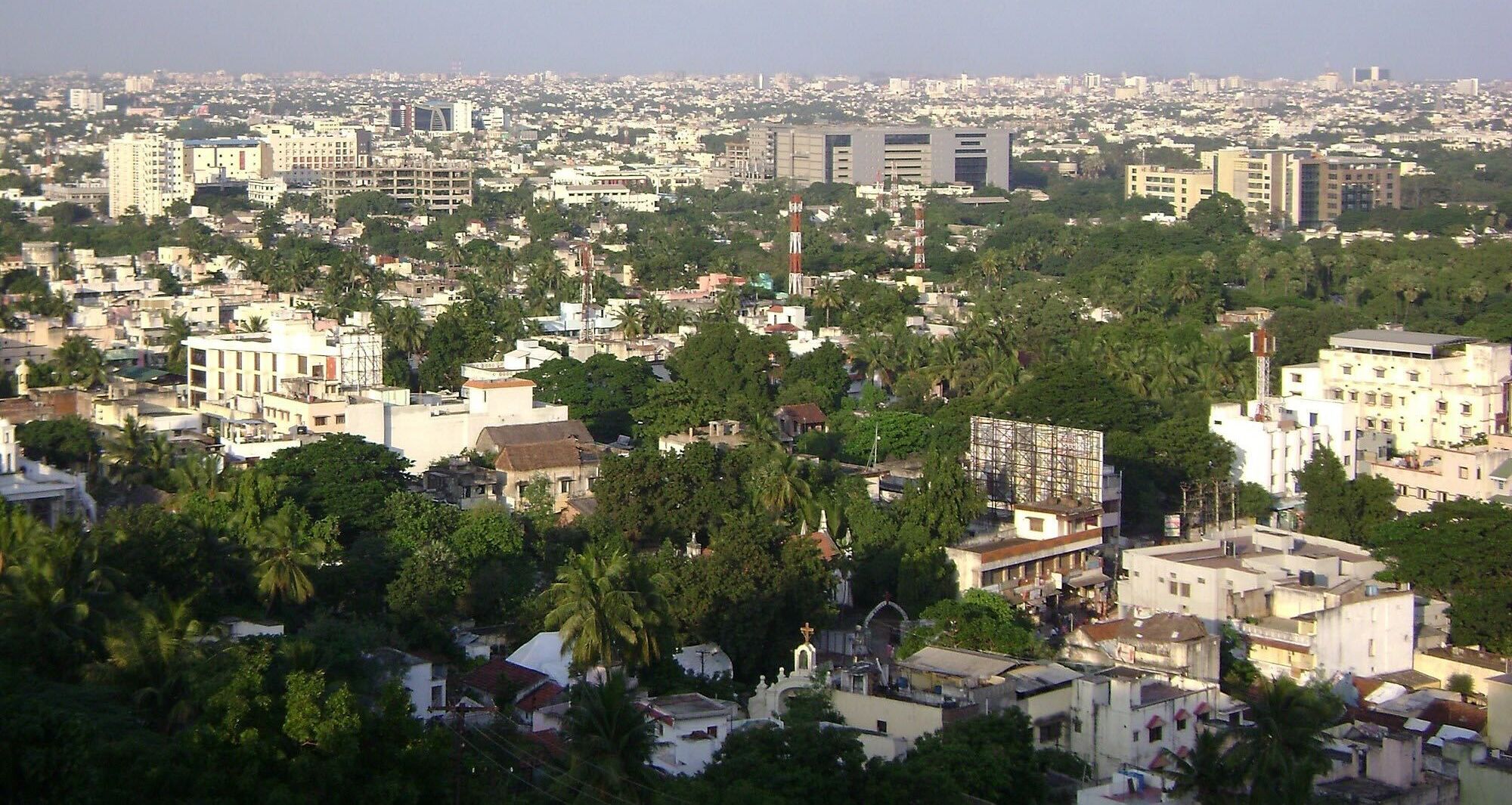 An aerial view of Chennai city.