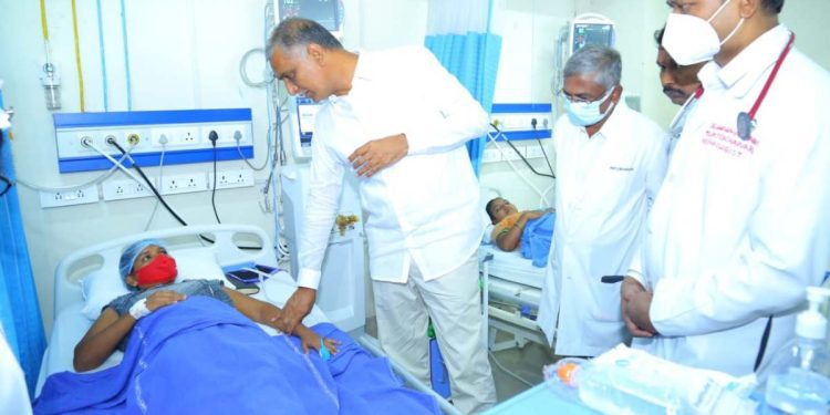 Harish Rao visiting patients at NIMS