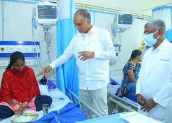 Telangana Health Minister T Harish Rao visits sterlisation camp patients