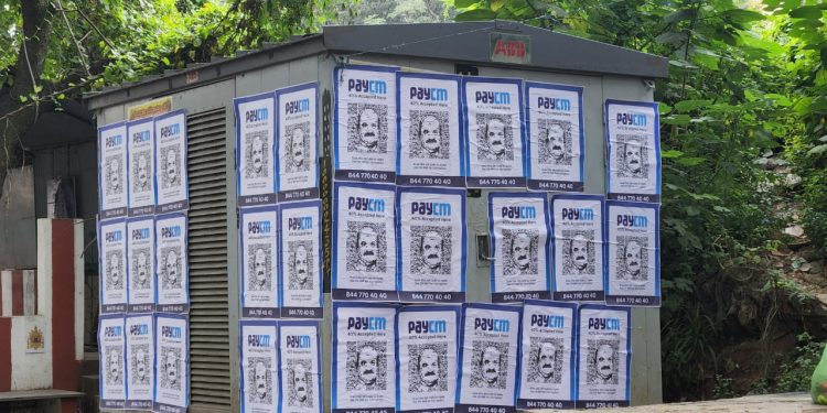 PayCM posters pasted by Congress across Bengaluru
