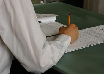 A Student writing exam