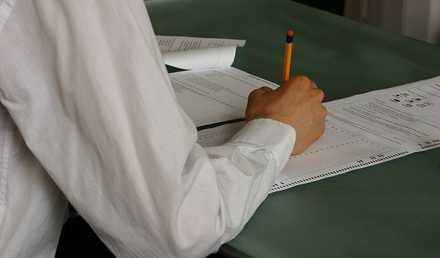 A Student writing exam