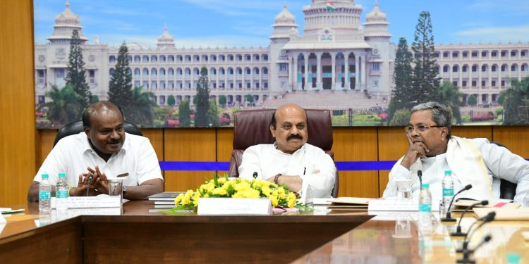 All party meeting chaired by Chief Minister Basavaraj Bommai on Friday. (Supplied)