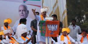 Karnataka Chief Minister Basavaraj Bommai at a Jana Sankalpa Yatra event in the Belagavi district on Wednesday, 9 November, 2022. (BSBommai/Twitter)