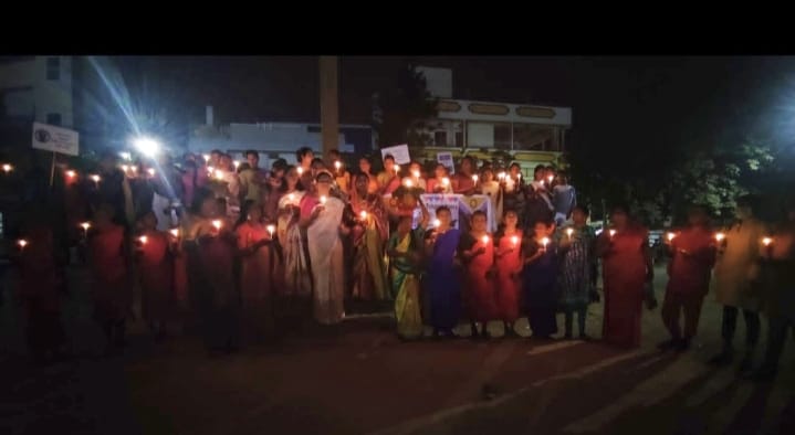 Candlelight vigil during Trans tehzeeb yatra on transgender day of remembrance in Hyderabad 2022.