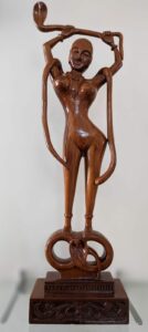 A wooden sculpture made by Srinivasa Rao Somanchi. (Supplied)
