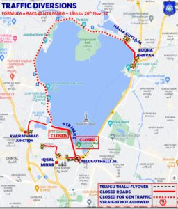 Traffic diversion map released by the Hyderabad City Police. 