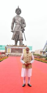 PM Narendra Modi after unveiling 'Statue of Prosperity' of Nadaprabhu Kempegowda in Bengaluru. (Supplied)