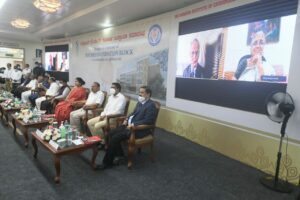Sudha Murthy virtually joined the inaugural event of a new block at Jayadeva Hospital in Bengaluru. 17 November, 2021. (Supplied)