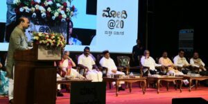 Sudha Murthy participating at 'Modi@20' event organised by BJP on 27 June. (Supplied) 