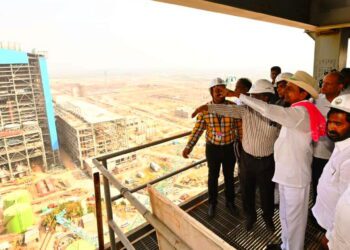 Telangana Chief Minister K Chandrashekar Rao went around the under-construction Yadadri project on Monday, 28 November, along with the officials of the GENCO and the BHEL. (Supplied)