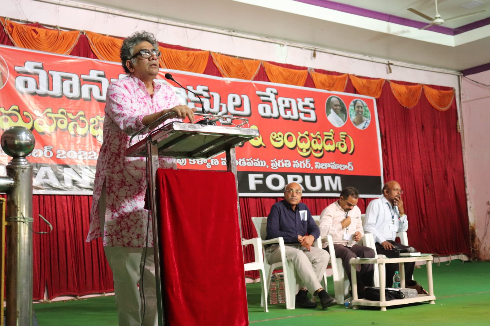 Aakar Patel speaks at the ninth biennial conference of the Human Rights Forum (HRF) commenced in Nizamabad, Telangana, on 17 December
