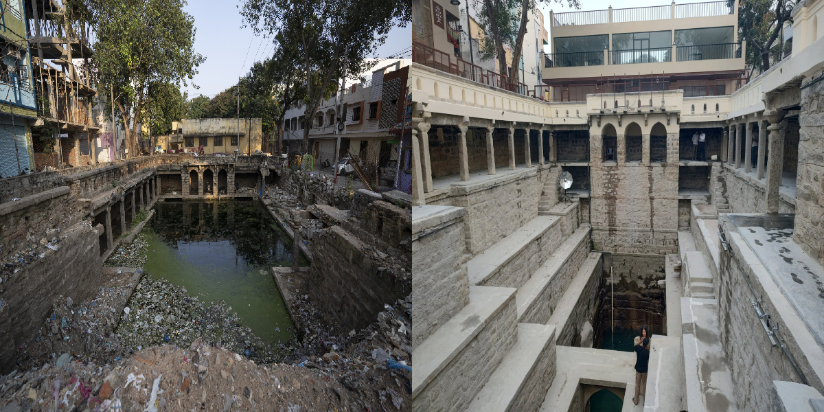 The Bansilalpet stepwell in Hyderabad can hold 22 lakh litres of water and caan help to stop urban flooding.