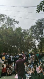 University of Hyderabad students protesting. 
