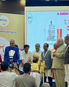Karnataka Transport Minister B Sriramulu being felicitated at the Ballari Sangam Poetry Festival