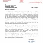 Letter written by CPI(M) MP Binoy Viswam to Andhra Pradesh chief minister regarding Mandous cyclone.