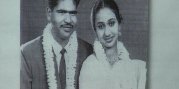 Manohar Devadoss with his Mahima during their wedding