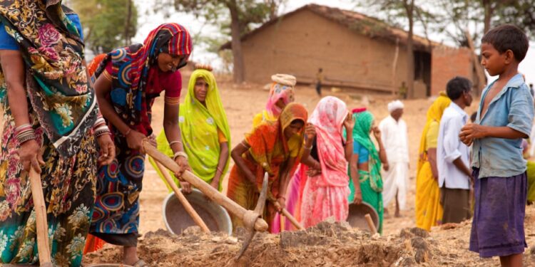 Women engaged in MGNREGA work.