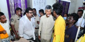 N Chandrababu Naidu inquires after injuredparty workers after the stampede on Wednesday, 28 December, 2022. (Supplied)