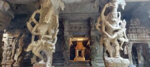 Narasimha with Hiranyakasipu in a scupture in the Thirukkurungudi temple. In his beautiful pasuram on the Thirukkurungudi temple, the Azhagiya Nambi Kovil, in his Tiruchanda Virutham composed much earlier, Tirumazhisai Azhwar has referred to this episode