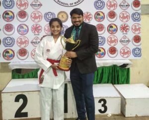 Nishtha Gangisetti after winning National Karate Championships.