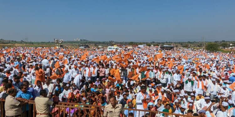 Over one lakh people from Panchamasali sect took part in a massive protest on 2A reservation at Belagavi on Thursday. (Pic - Mahesh Goudar/ South First)