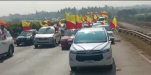 Pro-Kannada activists travelling to Belagavi. (Screengrab)