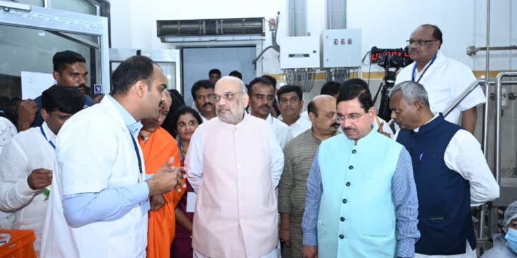 Union Minister for Home Affairs and Cooperative Amit Shah inaugurated the mega dairy at Mandya in December 2022. (Pic - CMO)