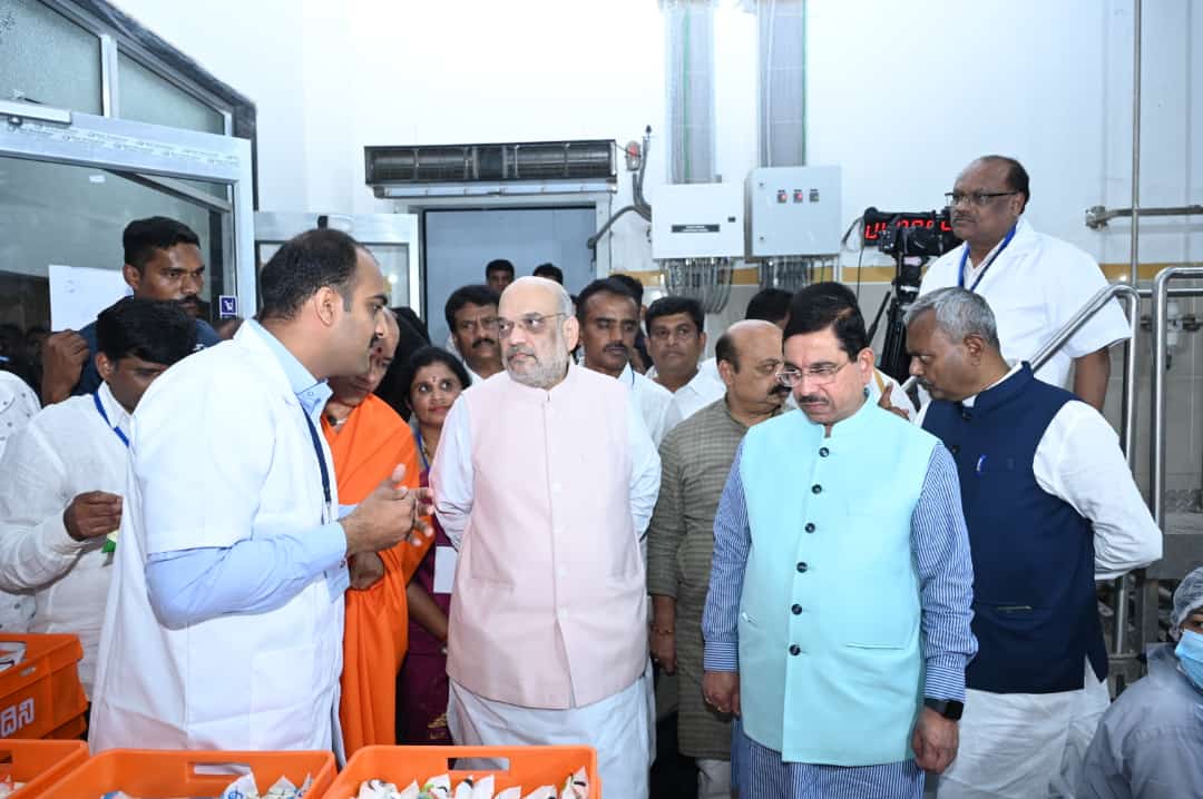 Union Minister for Home Affairs and Cooperative Amit Shah inaugurated the mega dairy at Mandya in December 2022. (Pic - CMO)