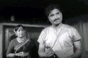 Snehalata Reddy and P Lankesh in a scene from Samksara (DC Nagesh)