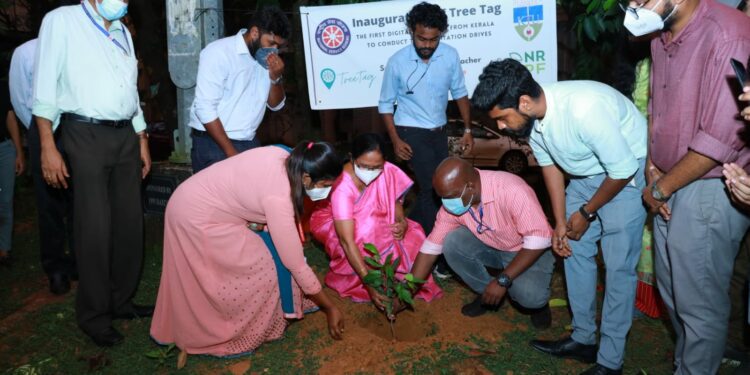 Tree Tag - Former Kerala health minister KK Shailaja planting a sapling