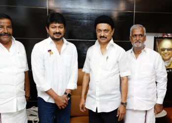 Udhayanidhi with his father and Chief Minister MK Stalin.