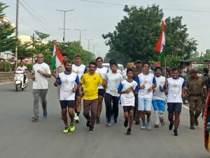 Venkat Reddy Hyderabad marathon and ironman runner at the Sri Aurobindo memorial run from Warangal to Hyderabad in August 2022. 