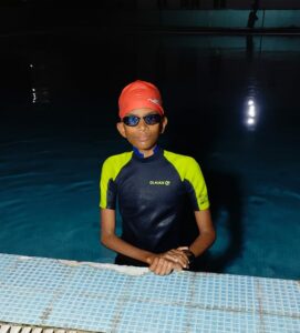 Venkat Reddy Hyderabad marathon runner during the swimming event of Ironman. 