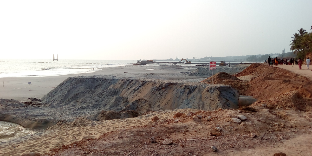 Leveling work at Vizhinjam seaport. (Wikimedia Commons)