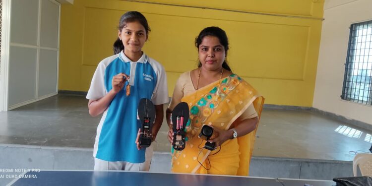Vijaylaxmi Ravi Biradar and her teacher Sumayya Khan at their SRN Mehta School in Kalaburagi