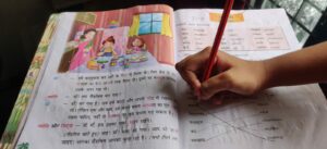 A student in Thiruvananthapuram learns Hindi