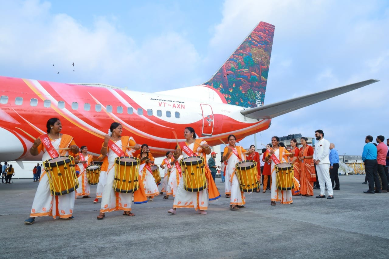 Kochi Biennale: Air India unveils Kozhikode artist’s tail art on its Boeing 737-800 aircraft