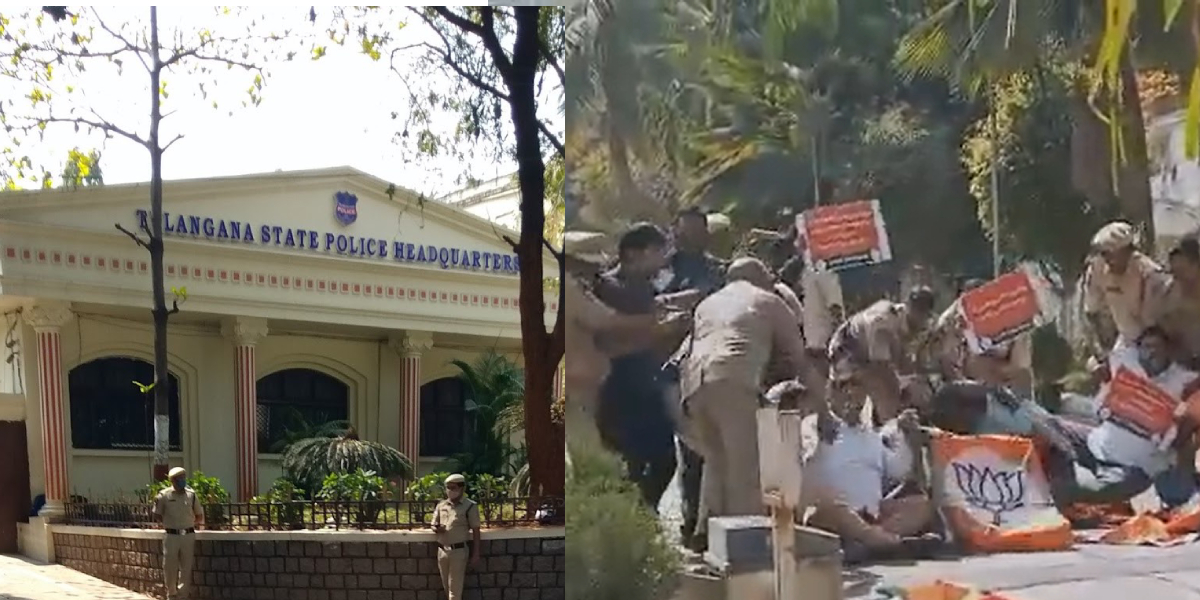 BJYM workers storm Telangana police headquarters, also the DGP Anjani Kumar office