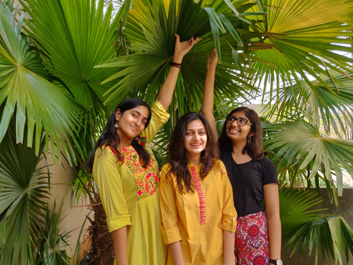 Former classmates and friends Ananya Pujary, Khushi Gupta and Muskaan Pal founded the Indian Community Cookbooks Project. (Supplied)