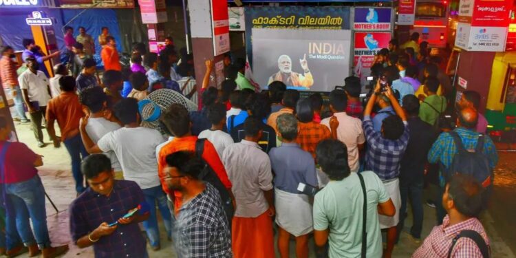 DYFI screens BBC documentary 'India: The Modi Question' in Palakkad, Kerala. (Supplied)
