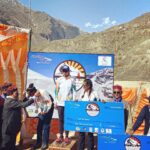 Indian skier Bhavani TN after winning silver at the 2022 All India Open Ski and Snowboard Championships Lahaul, Himachal Pradesh.