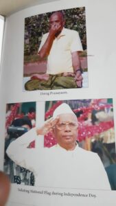 The former Karnataka CM does pranayama (above) and salutes the national flag (below)