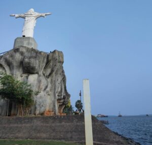 Jesus Christ statue in Yanam beside Yanam beach and Church of the Living God. 